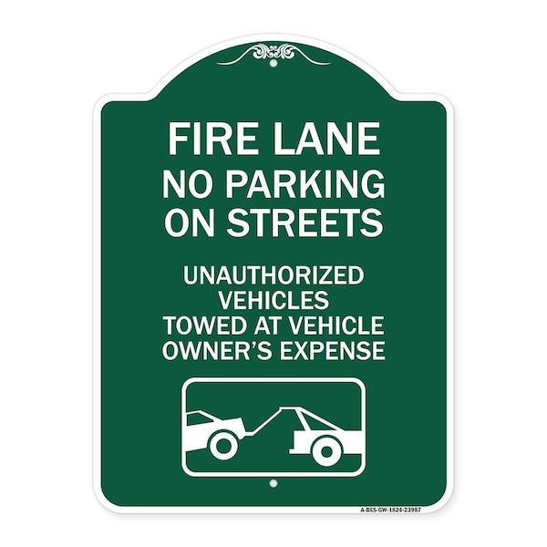 Fire Lanes No Parking on Streets Unauthorized Vehicles Towed at Owner Expense, A-DES-GW-1824-23987